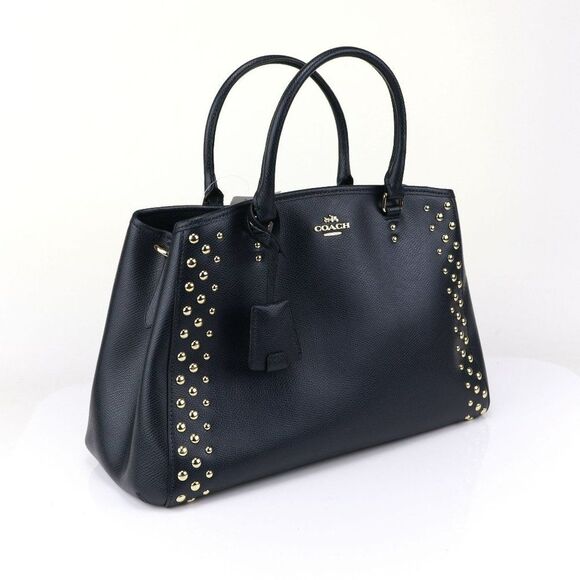 NWT Coach Studded Crossgrain Margo Carryall 35274 Midnight - Picture 5 of 10